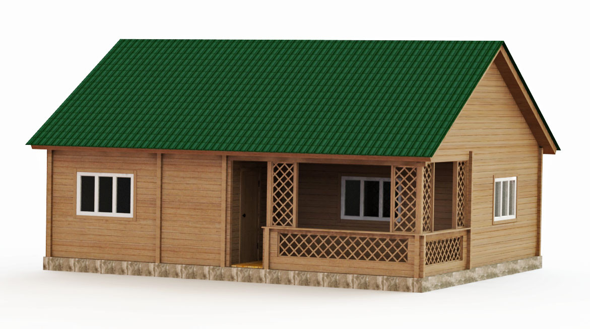 Деревянный дом из термобруса с верандой 74,1 м2. от производителя Thermo Wooden House 003 - фото 2 - id-p1360776420