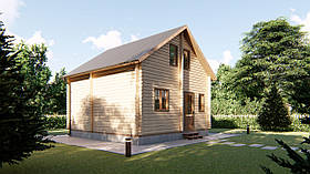 Дачний будинок 6х6м з бруса з мансардою в Україні від виробника Thermowood Production Ukraine