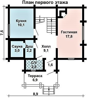 Дом деревянный из оцилиндрованного бревна 9х7 м - фото 2 - id-p1360786147