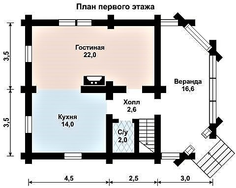 Дом из оцилиндрованного бревна 7х10 м - фото 3 - id-p1360786151