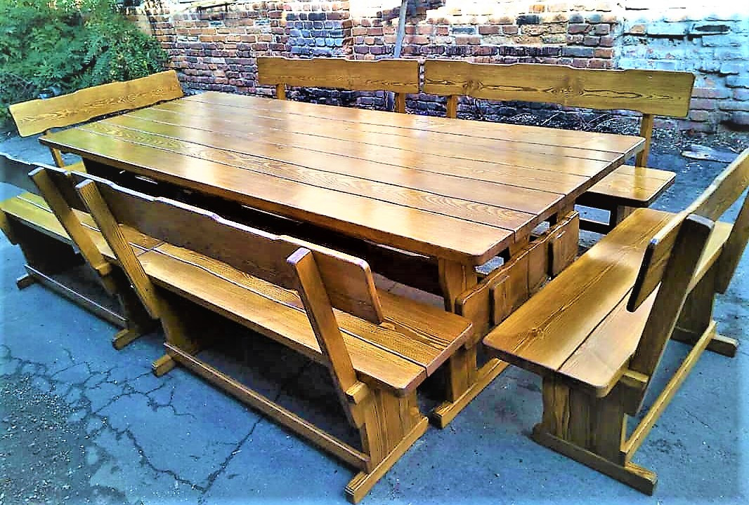 Комплект мебель деревянная 2500*800 для кафе, дачи от производителя - фото 1 - id-p1360776550