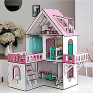 Ляльковий будинок "МІНІ КОТЕДЖ" NestWood для LOL, рожевий + меблі 9 од, фото 2