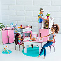 "Кухня" набор кукольной мебели NestWood для Барби, бело-розовая