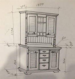 Буфет 1600х2000 мм дерев'яний від виробника
