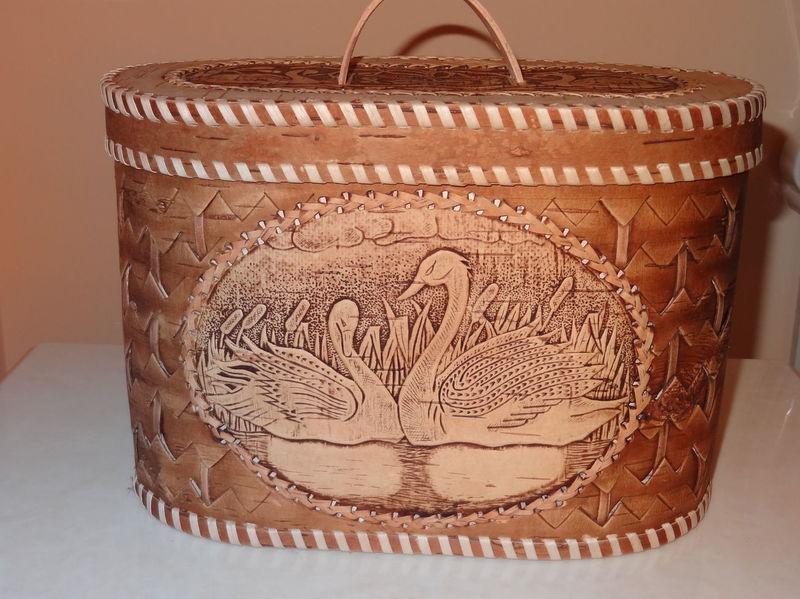 Хлібниця з берести "лебеді", фото 1