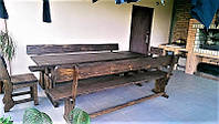 Садовая мебель из массива дерева 2200х900 от производителя для дачи, кафе, комплект Furniture set - 12