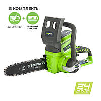 Ланцюгова пила акумуляторна Greenworks G24CS25K2 (24 В, 2 А*год)