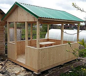 Альтанка прямокутна з вагонки 2,45х4 недорого від виробника Wood Gazebo 007