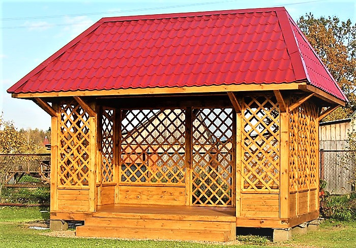 Беседка прямоугольная из вагонки 2,45х4 недорого от производителя Wood Gazebo 007 - фото 2 - id-p1360783542