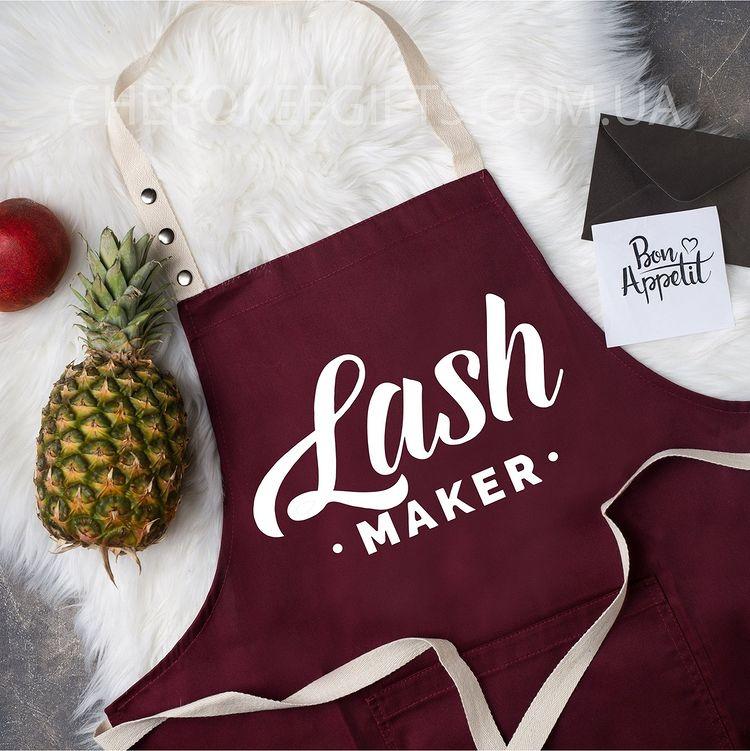 Жіночий фартух для салону краси з написом "Lash maker"