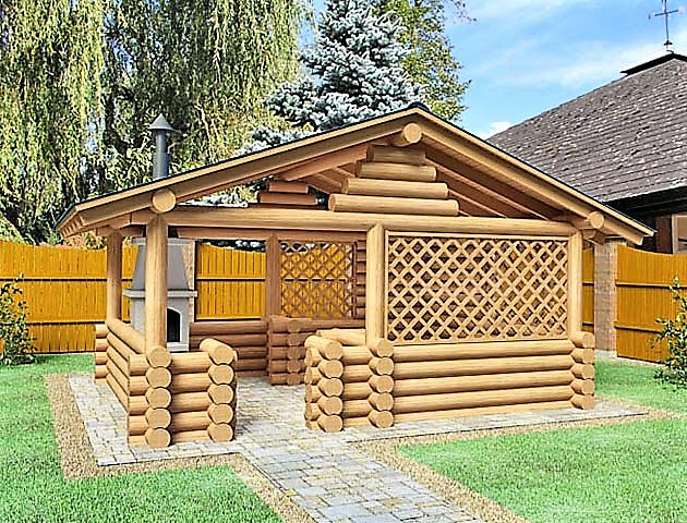 Альтанка зі зрубу, оциліндрованої колоди 24 м2, фото 1