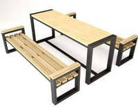 Обеденный стол с 2 лавками в стиле LOFT (Garden Table - 12)