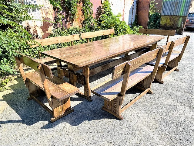 Дерев'яні меблі з масиву 3000х12000+6 лавочок від виробника, комплект Furniture set - 34