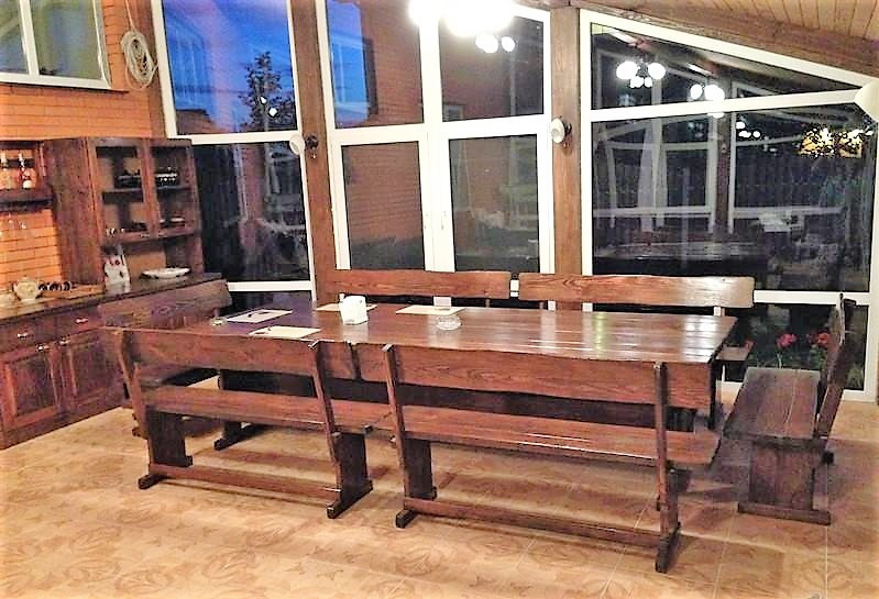 Садові меблі з масиву дерева 2700х1200 від виробника для дачі, ресторанів, комплект Furniture set - 16