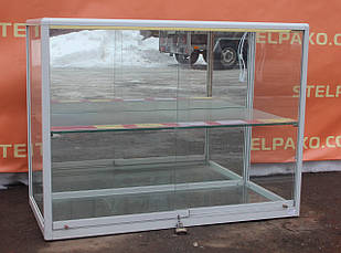 Торгова вітрина скляна з алюмінієвого профілю (куб) 100х50х80 см., Б/у