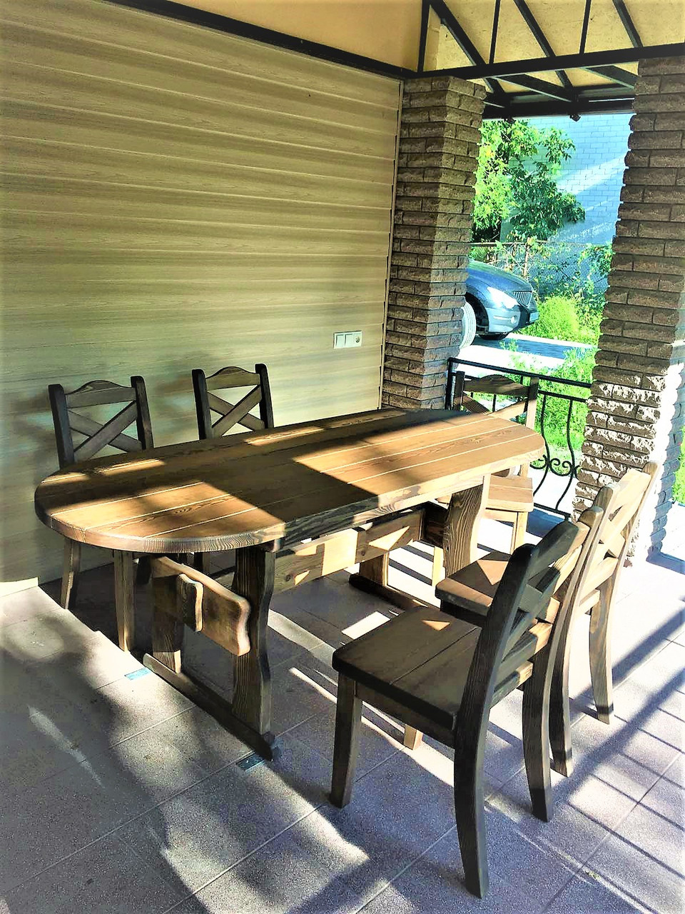 Овальний комплект з масиву дерева 2000х800 мм та 6 стільців від виробника, комплект Furniture set - 35, фото 1