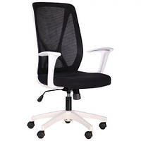 Кресло офисное Nickel White Synchro сиденье ткань Сидней 07, спинка Сетка SL-00 черная (AMF-ТМ)