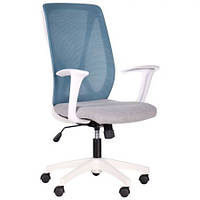 Кресло офисное Nickel White Synchro сиденье ткань Сидней 07, спинка Сетка SL-00 черная (AMF-ТМ) сидіння тканина Сідней-05, спинка Сітка SL-18 аквамарин