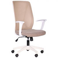 Кресло офисное Nickel White Synchro сиденье ткань Сидней 07, спинка Сетка SL-00 черная (AMF-ТМ) сидіння тканина Сідней-09, спинка Сітка SL-02 беж