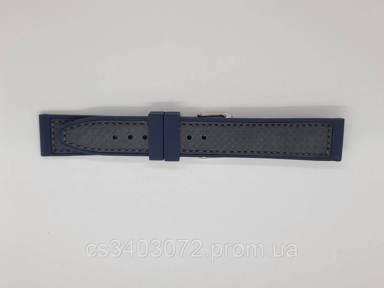 Синій з чорним ремінець для годинника силіконовий з вуглецевого волокна 24 мм