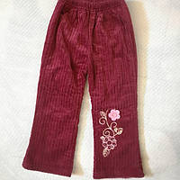 Вельветовые брюки на флисе для девочки на рост 98 110 116 см
