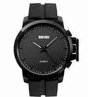 Чоловічі наручні годинники Skmei 1208 Чорні з рифленим ремінцем