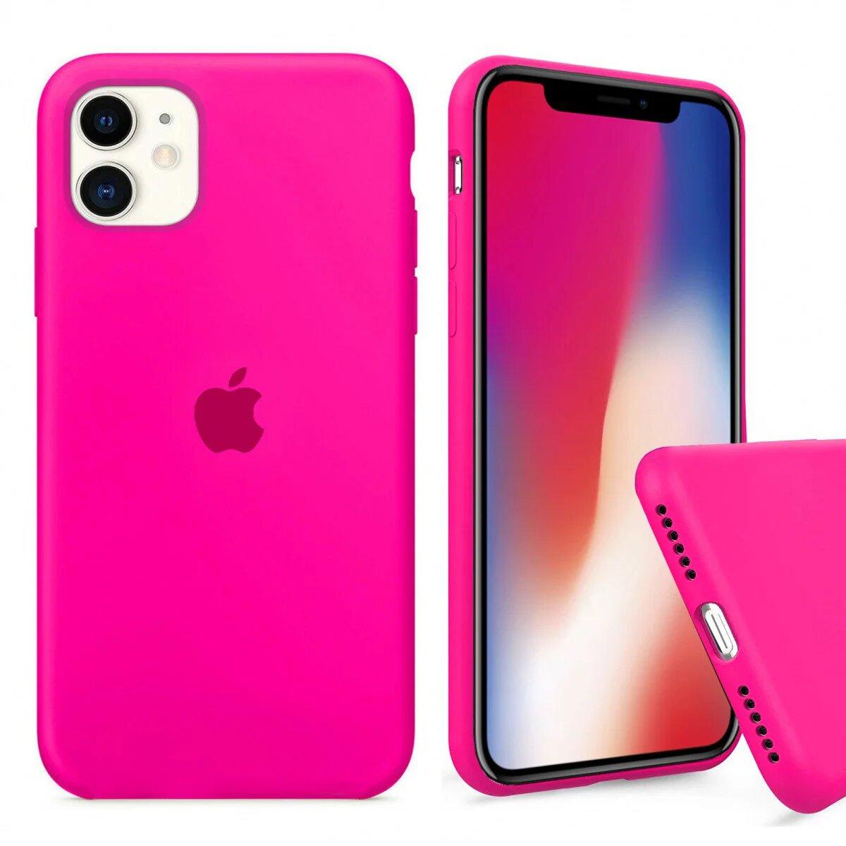 Чохол Silicone FULL case для IPhone 12 Mini Shiny pink яскраво рожевий