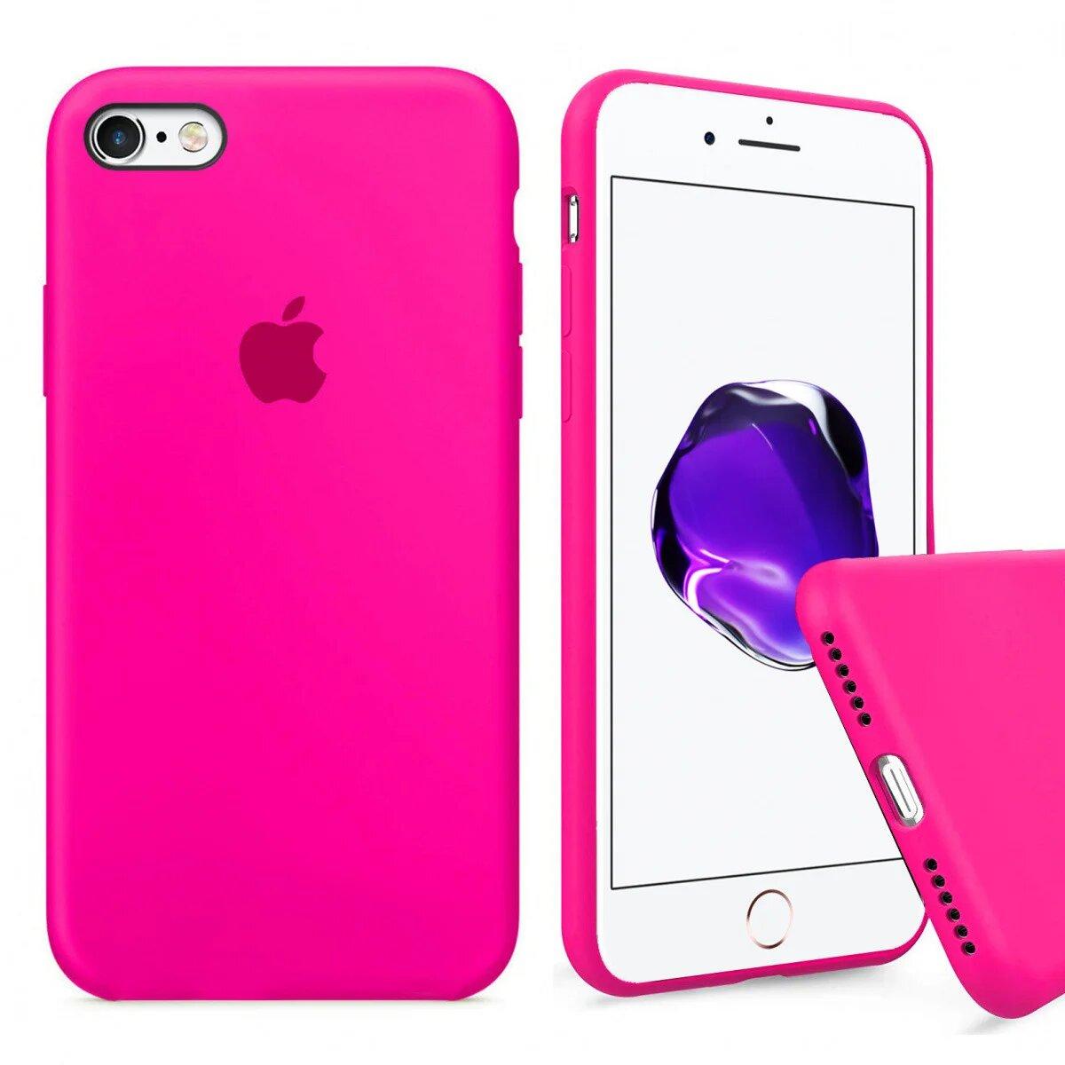 Чохол Silicone FULL case для IPhone 6/6s Shiny pink яскраво рожевий