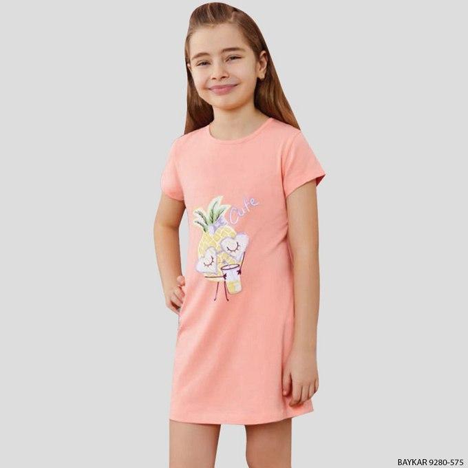 Ночнушки для дівчаток дитячі Baykar Туреччина дитяча нічна сорочка сорочка для дівчинки помаранчева Арт 9280-575