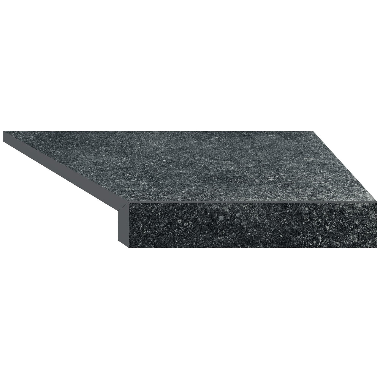 Кутовий елемент бортової плитки Aquaviva Granito Black, Г-подібний, 595x345x50(20) права/45°