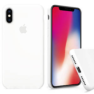 Чохол накладка xCase для iPhone XS Max Silicone Case Full білий із сірим яблуком