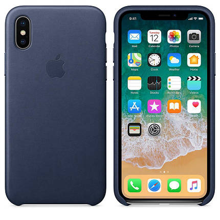 Чохол накладка на iPhone Х/XS Leather Case midnight blue, фото 2