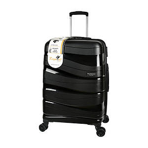 Міцний пластиковий чемодан середній з поліпропілену чорний
