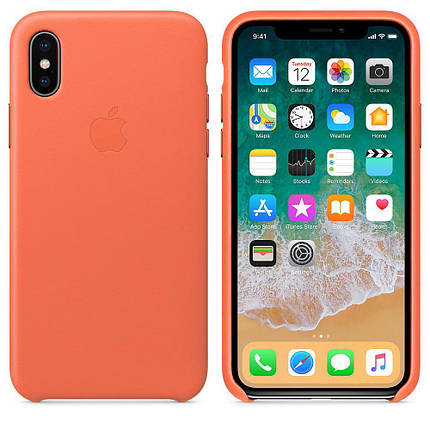 Чохол накладка на iPhone Х/XS Leather Case помаранчевий, фото 2