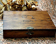 Дубовая коробка для свадебных фотографий и флешки / подарков (элит)