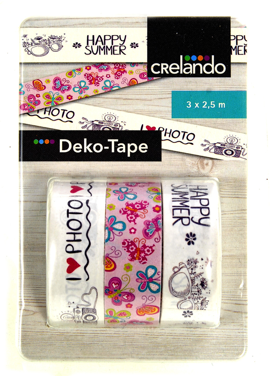 Декоративний скотч Crelando, клейка стрічка, 3 шт., фото 1