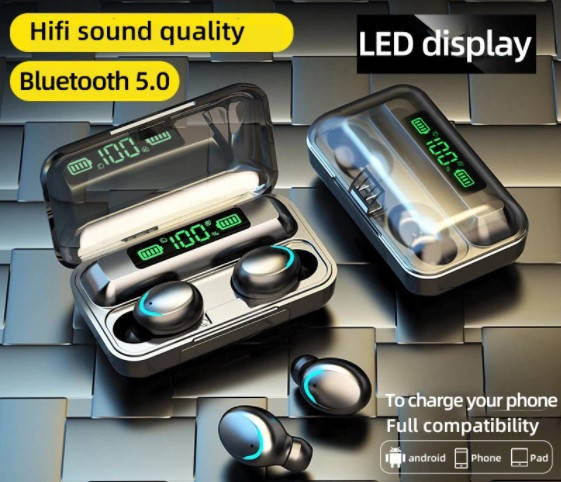 Беспроводные наушники TWS F9-5С Черные Bluetooth сенсорные HD Stereo ...