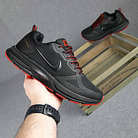 Классные мужские кроссы Nike Zoom. Кроссовки черные с красным Найк Зумс мужские термо плащевка еврозима
