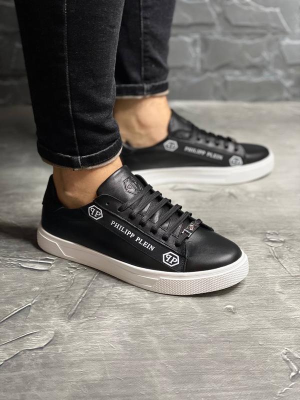 Шкіряні чоловічі кеди кросівки Philipp Plein Stripe