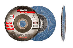 Диск шліфувальний пелюстковий конусний ZIRCONIA Т29 зерно 150 125*22 мм GRANITE 8-32-150