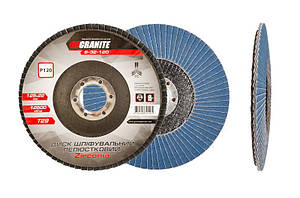 Диск шліфувальний пелюстковий конусний ZIRCONIA Т29 зерно 120 125*22 мм GRANITE 8-32-120