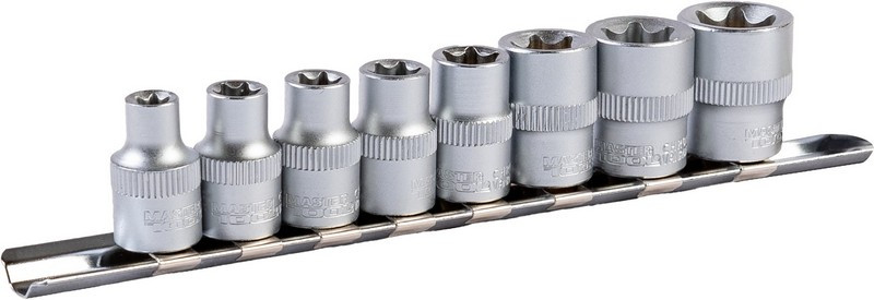 Набір насадок торцевих CRV, E-TORX 3/8", E8-E20, 8 шт MASTERTOOL 78-3808