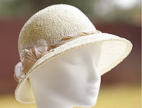 Елегантний капелюшок для літа з натуральної соломки поля 8 см розмір 55-59