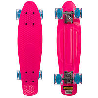Скейт пенни борд со светящимися колесами Penny Board SK-5672-4: розовый/голубой