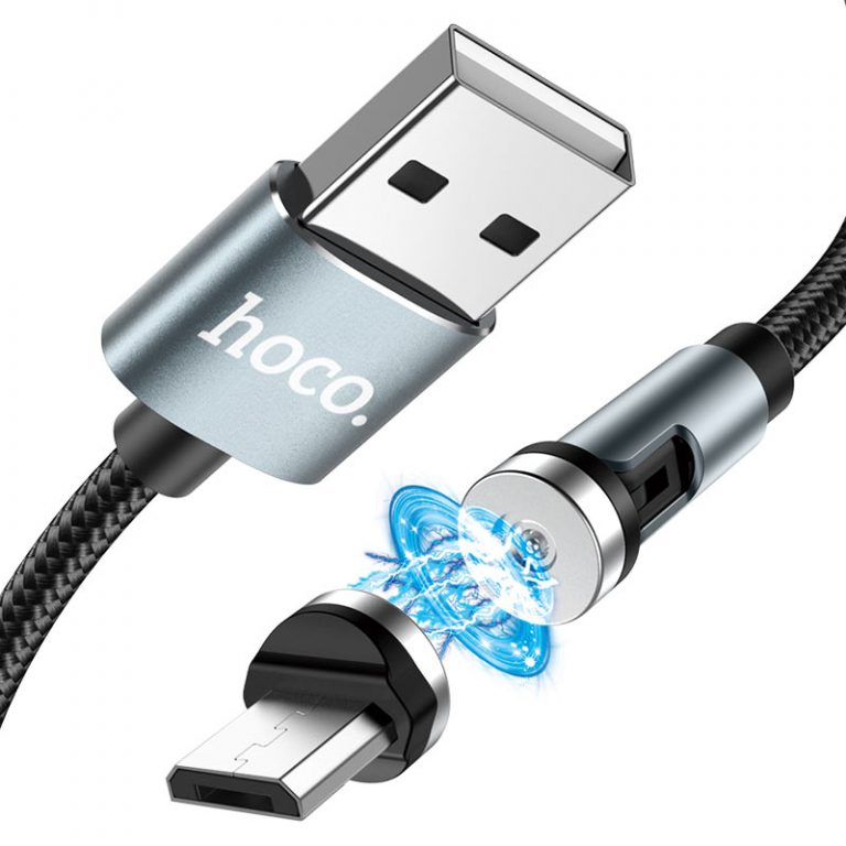 Кабель магнітний кутовий поворотний для зарядки телефону Hoco U94 Micro USB Android 120см | 2.4A | Чорний