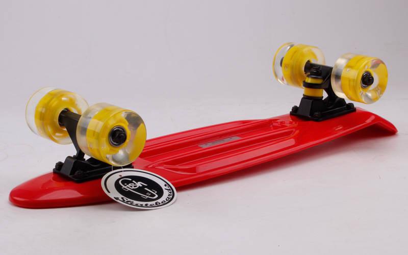 Скейт пенни борд Penny Fish Skateboards 405-12 со светящимися колесами Red-Yellow - фото 2 - id-p1361065547