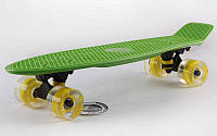 Скейт пенни борд Penny Fish Skateboards 405-8 со светящимися колесами Green-Yellow