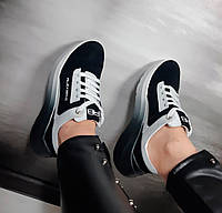 Модные кроссовки женские натуральный замш весенние осенние прочные черно-белые 36 размер Alex Benz ИГ 50
