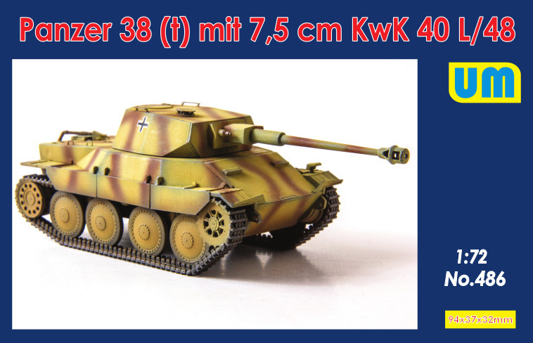 Пластикова модель 1/72 UM 486 німецький танк панцер 38 (t) with a gun 7.5 cm KwK 40 l/48