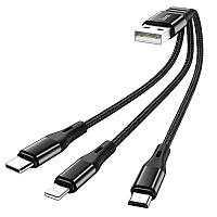 Кабель 3 в 1 HOCO X47 Lightning, Micro USB, Type-C, чорний